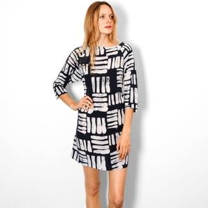 Linter dress in "Black basket" pattern, 100% silk